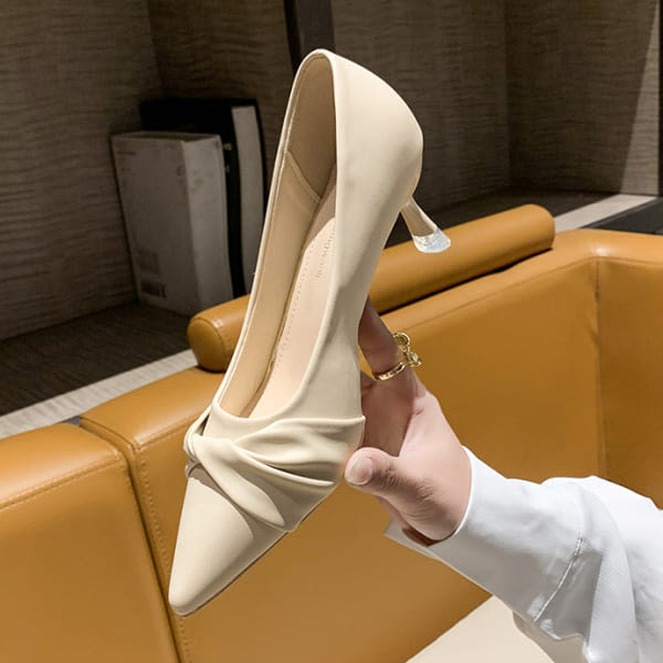 高跟鞋．韓風素色皮革扭結尖頭包鞋．白鳥麗子 product thumbnail 9