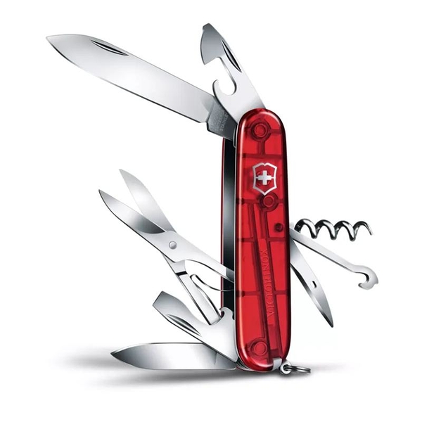 【Victorinox 瑞士維氏】瑞士刀 CLIMBER 14用刀 91mm-透紅(1.3703.T)