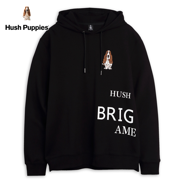 Hush Puppies 帽T 男裝厚版英文字印花刺繡狗連帽上衣 product thumbnail 3