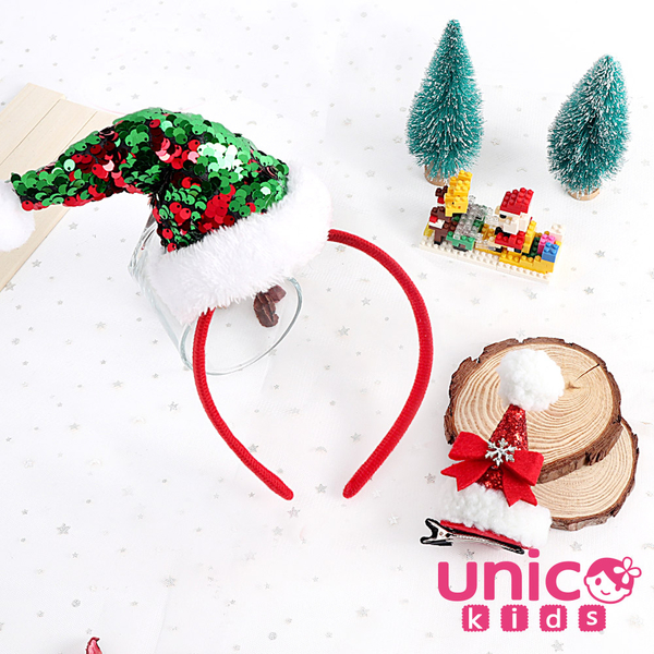 UNICO 歐美聖誕節裝飾配件髮箍+髮夾2入組-聖誕帽款 product thumbnail 2