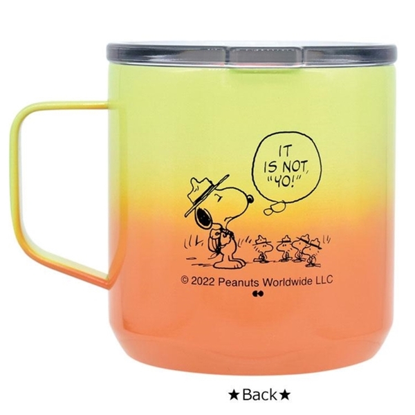 小禮堂 Snoopy 單耳不鏽鋼隨行馬克杯 350ml (綠橘漸層款) 4981181-768766 product thumbnail 2