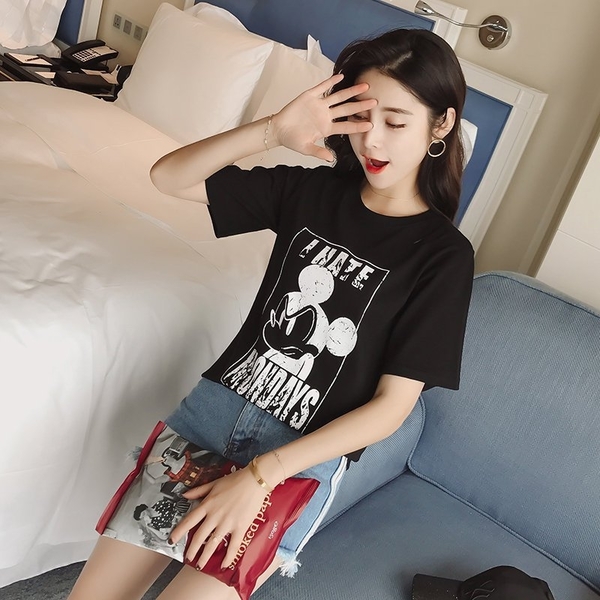 FINDSENSE G5 韓國時尚 百搭 時尚 印花 短袖 圓領 T恤