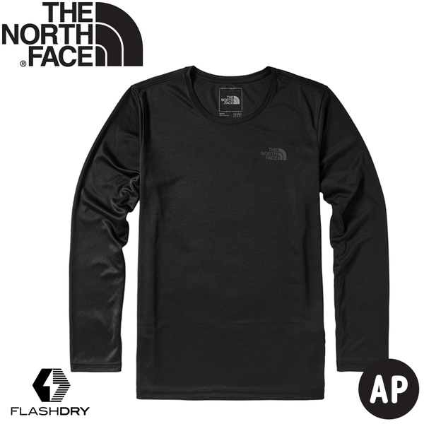 【The North Face 男 排汗長袖上衣《黑》】49A4/排汗衣/圓領長袖/T恤