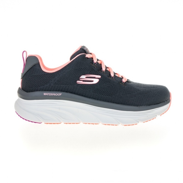 SKECHERS D'LUX WALKER 灰粉橘 防水 女休閒健走鞋 KAORACER 149810CCCL