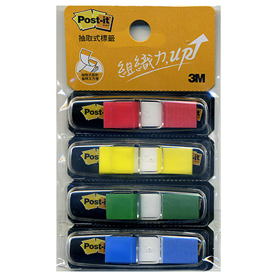 3M 思高牌 Post-it 利貼 NO.683-4CD 可再貼抽取式標籤 四色 12x44mm