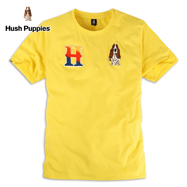 Hush Puppies T恤 男裝漸層H字母刺繡狗短袖T恤