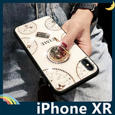 iPhone XR 6.1吋 時光玻璃保護套 電鍍鑲鑽 潮牌TIME 水鑽 指環支架 全包款 手機套 手機殼
