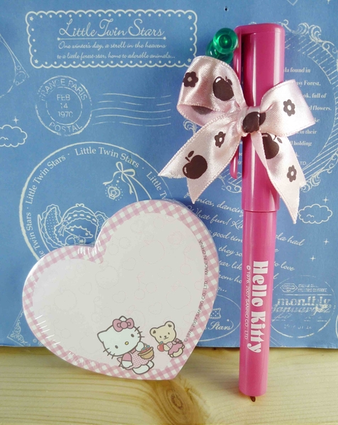 【震撼精品百貨】Hello Kitty 凱蒂貓~KITTY造型原子筆附便條-愛心造型