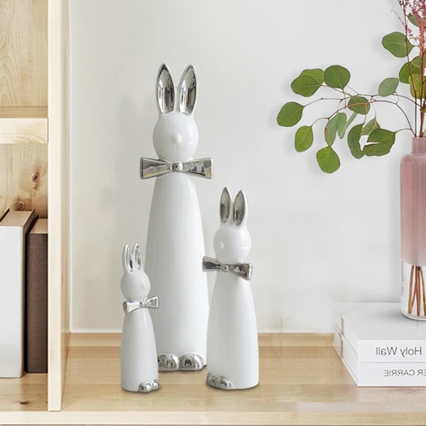 客廳小擺件兔子 創意現代簡約可愛家居裝飾品酒柜書