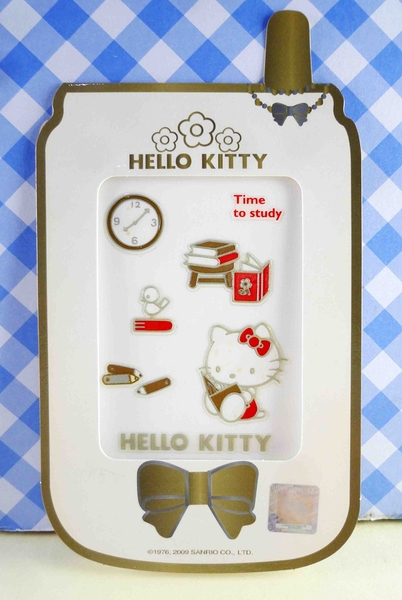 【震撼精品百貨】Hello Kitty 凱蒂貓~KITTY立體鋁鑽貼紙-看書