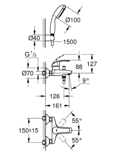 【麗室衛浴】德國GROHE Eurosmart系列 淋浴龍頭組 33302 含一段式蓮蓬頭、蛇管 product thumbnail 2