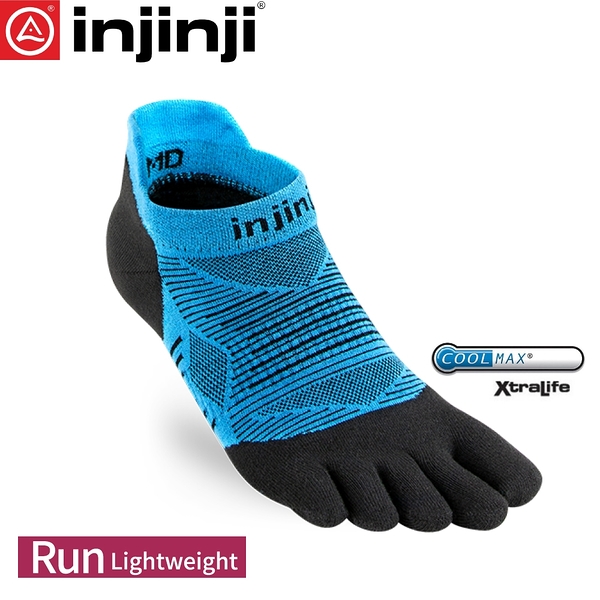 【INJINJI 美國 RUN 輕量吸排五趾隱形襪《水藍》】0353/五指襪/專業排汗襪/登山健行襪/休閒襪