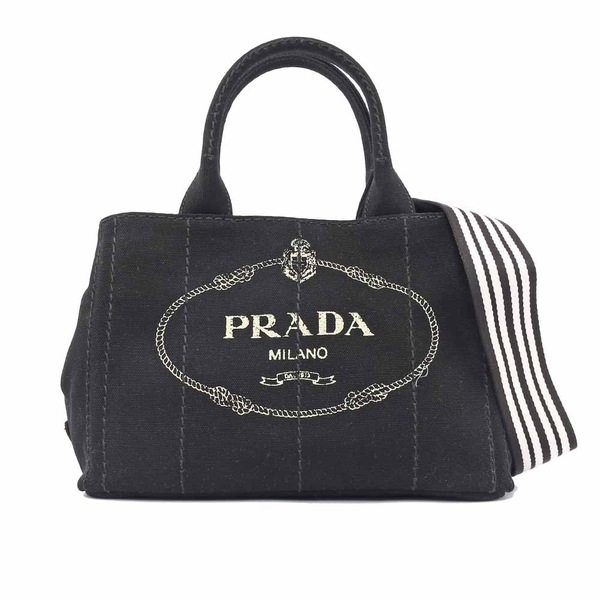 博客來-PRADA LOGO帆布手提/斜背二用包(黑色)