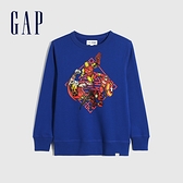 Gap男童 Gap x Marvel 漫威系列圓領休閒上衣 657565-藍色