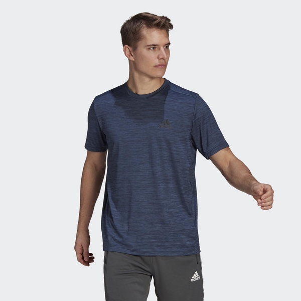 Adidas AEROREADY 男裝 短袖 訓練 吸濕排汗 加長後擺 麻花藍【運動世界】GM2133 product thumbnail 2