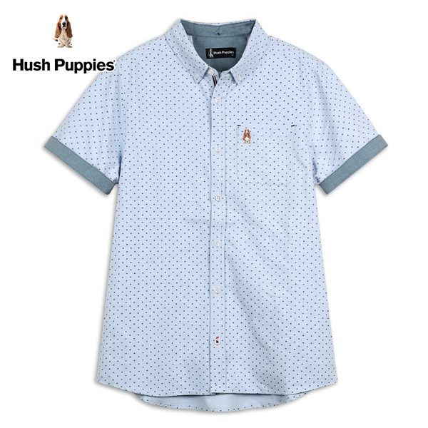 Hush Puppies 襯衫 男裝立體品牌刺繡狗短袖襯衫