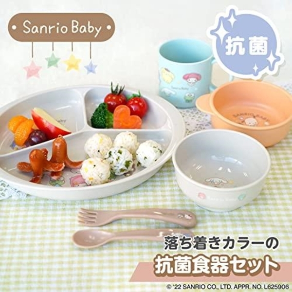 小禮堂 Sanrio baby 兒童塑膠抗菌餐具禮盒6入組 (綠盒款) 4903320-049246 product thumbnail 2