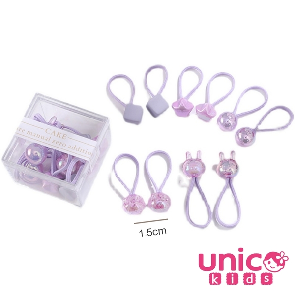 UNICO 韓國流行兒童可愛糖果色10條甜甜橡皮筋髮圈-浪漫紫 product thumbnail 5