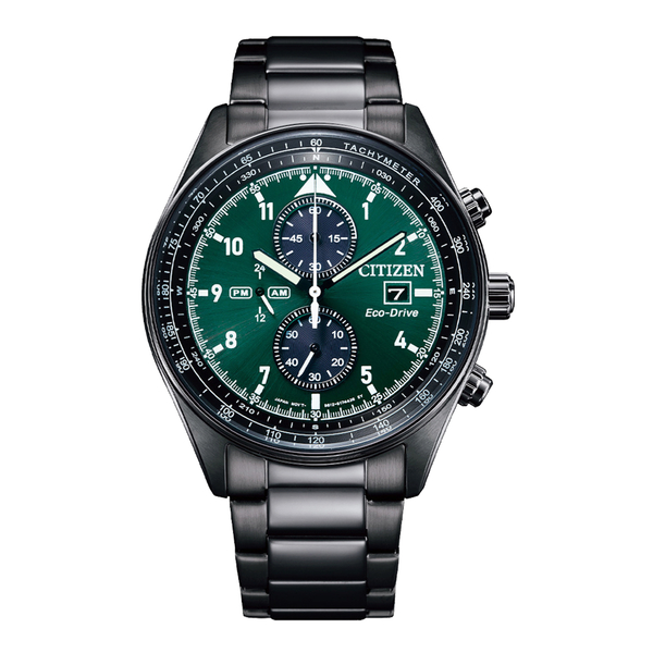 CITIZEN Eco-Drive 極限競速計時腕錶-黑X綠