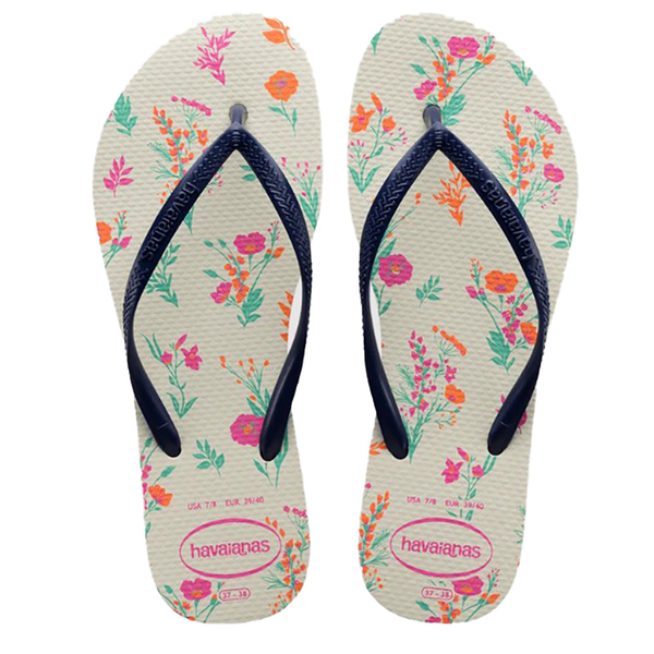 HAVAIANAS 哈瓦仕 人字拖 SLIM ROMANCE 白花卉 夾腳拖 女 41369770052W