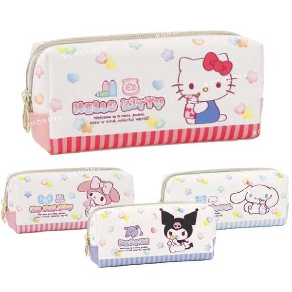 小禮堂 Sanrio 三麗鷗 皮質方形拉鍊筆袋 (軟糖款) Kitty 大耳狗 酷洛米