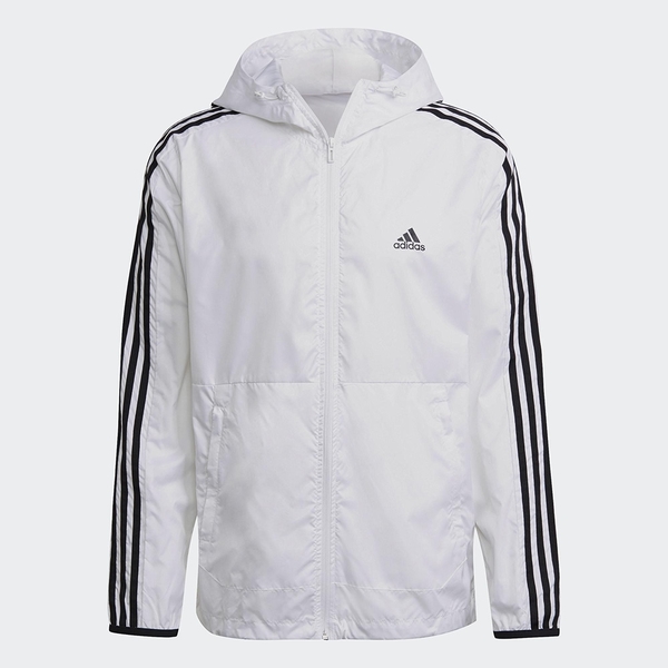 Adidas 3-Stripes Windbreaker 男裝 外套 連帽 風衣 可調節拉繩 口袋 白【運動世界】GQ0602 product thumbnail 2