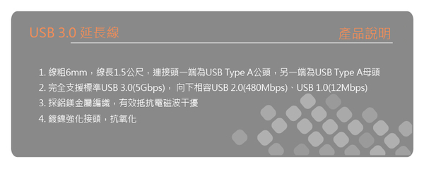USB3.0 延長線(1.5M)