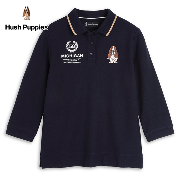 Hush Puppies POLO衫 女裝經典款徽章印花刺繡狗七分袖POLO衫 product thumbnail 2