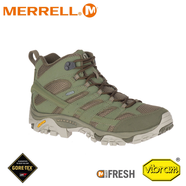 【MERRELL 美國 男 MOAB 2 MID GORE-TEX中筒健行鞋《深灰/軍綠》】ML99773W/登山