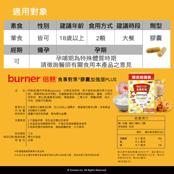 【即期】burner倍熱 食事對策PLUS 84顆入/盒 -2025/03/27 product thumbnail 2