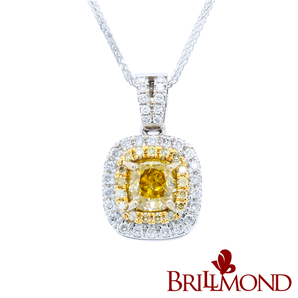 【BRILLMOND JEWELRY】黃彩鑽GIA FANCY YELLOW 1克拉極致豪華鑽墜(Fancy Yellow/VS2 18K金台)