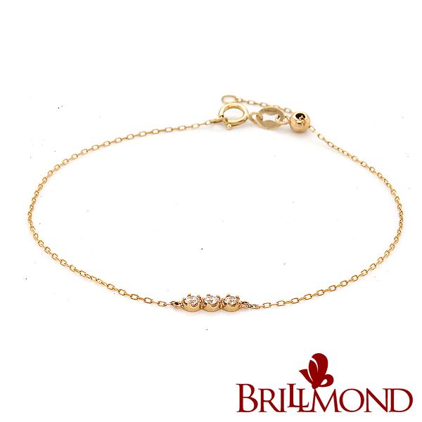 【BRILLMOND JEWELRY】18K黃金 輕珠寶 10分 鑽石手鍊(天然鑽石總重10分 全18K金台)