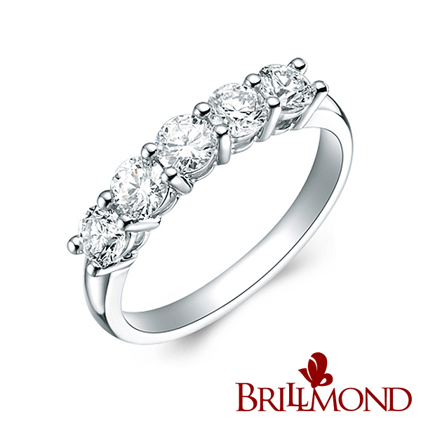 【BRILLMOND JEWELRY】50分鉑金八心八箭真鑽線戒(PT950鉑金台 天然鑽石總重50分)