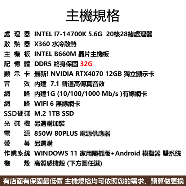挑戰地表最強運算I7+極速DDR5+RTX4070 12GB獨顯M.2 SSD電競繪圖電腦主機 product thumbnail 4