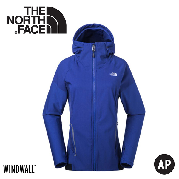 【The North Face 女 WindWall 防風防潑連帽外套《藍》】3CHV/動夾克/風衣