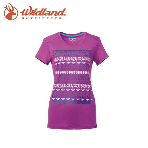 【Wildland 荒野 女 彈性棉感抗UV印花上衣《淺紫》】0A61607-57/抗紫外線/短袖T恤/登山/長版