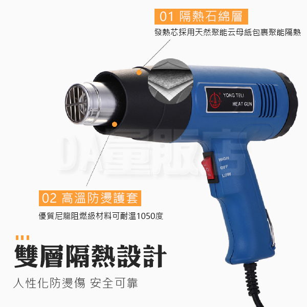 熱風槍 1500W 110V 二段式 熱塑 包膜 去殘膠 工業熱風機 熱縮膜 收縮膜風槍 五金包膜 product thumbnail 5