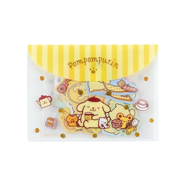 【震撼精品百貨】Pom Pom Purin 布丁狗~日本Sanrio三麗鷗 布丁狗造型貼紙組附收納袋 40枚*40077