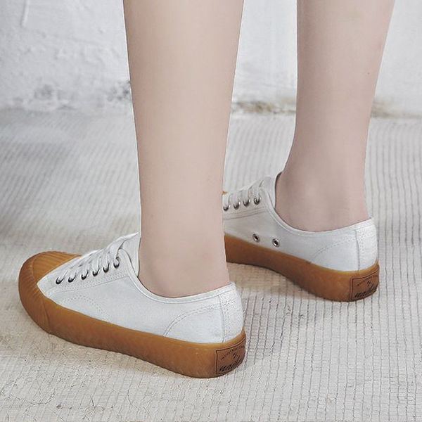 X-INGCHI 女款白色焦搪色底低筒帆布鞋-NO.X0127 product thumbnail 5