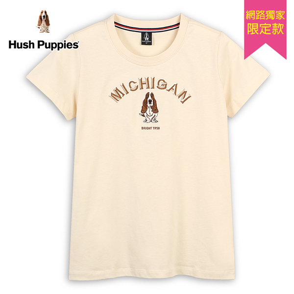 Hush Puppies T恤 女裝素色立體刺繡密西根刺繡狗T恤 product thumbnail 3