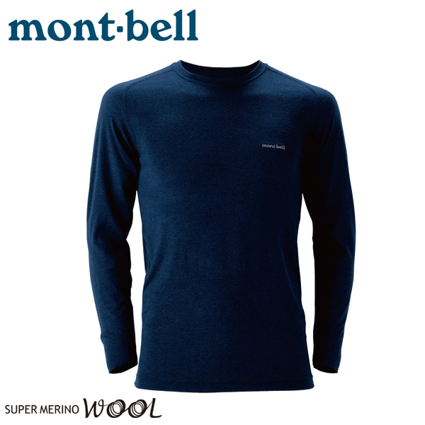 【Mont-Bell 日本 男 SPMW M.W.R-N 長袖羊毛中厚內衣《海軍藍》】1107235/羊毛長袖/內層衣/排汗衫