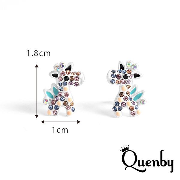 Quenby 送禮 母親節 韓系平價飾品 925純銀 彩鑽小馬偽少女心耳環/耳針 product thumbnail 5