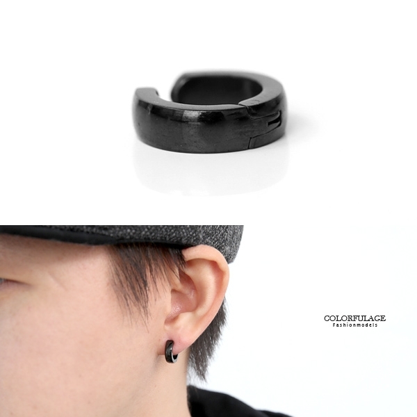 夾式耳環 鋼製圓弧全素黑色耳夾ND659