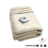 【南紡購物中心】【MORINO】有機棉三緞條浴巾 單入組