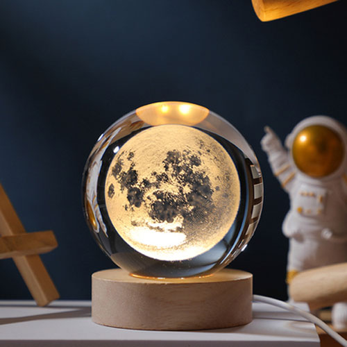 現貨-單色款3D雷射水晶球北歐創意USB小夜燈 臥室桌面裝飾氛圍燈LED燈 product thumbnail 6