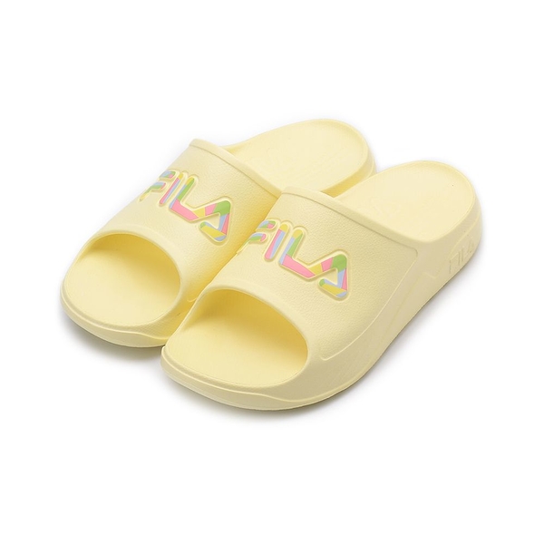 FILA 繽紛LOGO厚底拖鞋 黃 4-S334Y-999 女鞋