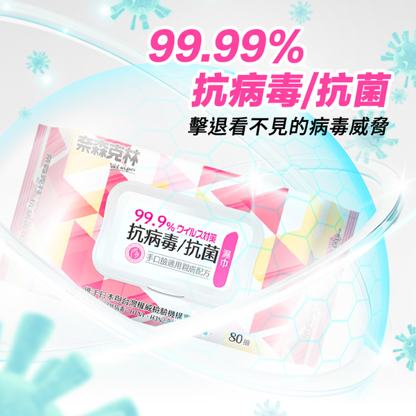 奈森克林抗病毒抗菌濕巾80抽(粉-手口臉適用) product thumbnail 4