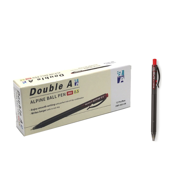 【第2件0元】Double A Alpine 0.5按壓式原子筆-紅(12入)