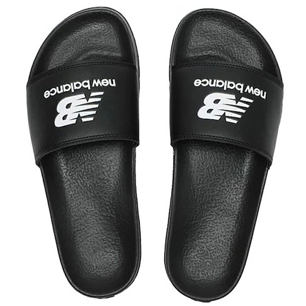 NEW BALANCE 拖鞋 黑白LOGO 皮面 運動拖鞋 男女 SUF50BK1