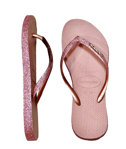 havaianas 哈瓦士 巴西人字拖 女款 Slim sparkle II 金蔥番紅花粉(亮款) 拖鞋 夾腳拖【南風百貨】 product thumbnail 2